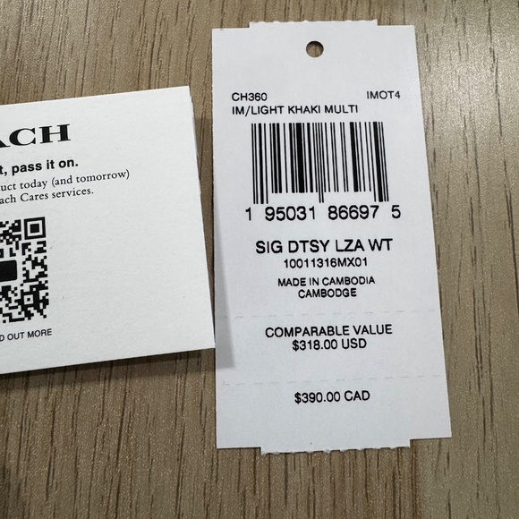 Coach CH360 Women's Light Khaki Signature Ditzy Long Zip Around Wallet NWT - Picture 12 of 13